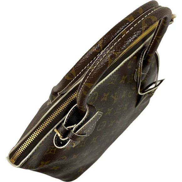 Louis Vuitton Lockit Shiny Monogram Canvas Leather Brown White Handbag - Picture 5 of 8